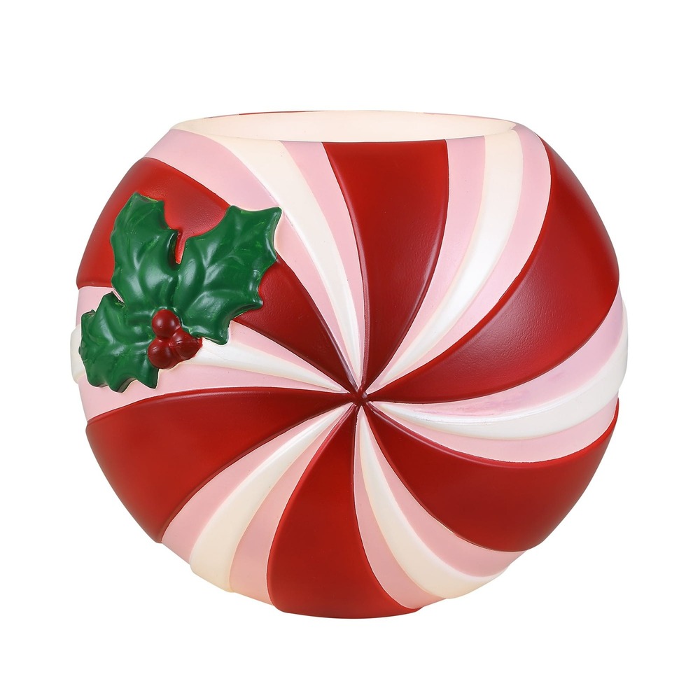 Mr. Christmas Peppermint Candy Bowl Blow Mold 12" LED Light Up Christmas Decor